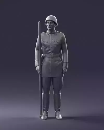 000110 Smiling Soviet Heroic Soldier in Parade Stance 0116 3dp
