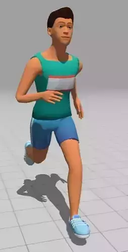 low poly marathon runner male character