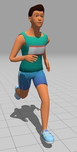 low poly marathon runner male character Low-poly 3D model