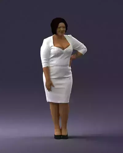 Mulatto girl with a tattoo in a white dress 0199