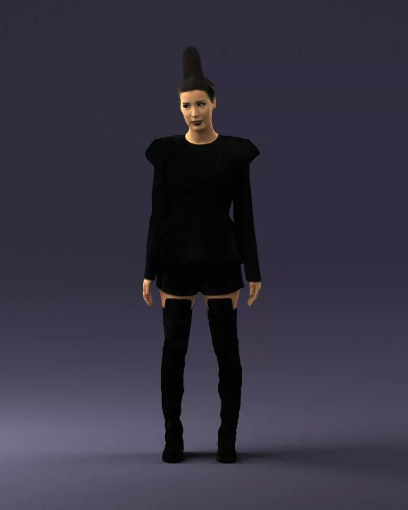000559 Woman in Peplum Top and Tall Boots 3D Print 3D print model