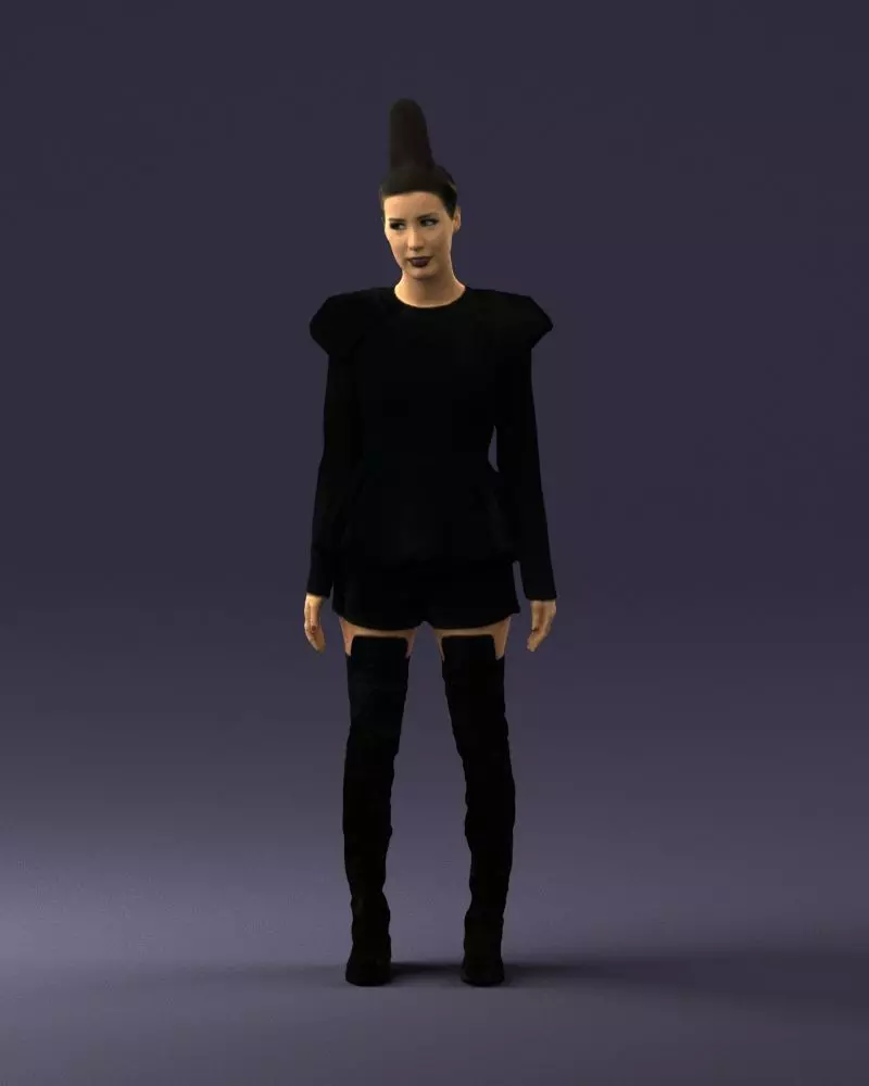 Glamorous brunette in a dress and boots 0223 3D Print Ready 3D print model_0