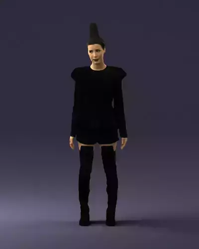 Glamorous brunette in a dress and boots 0223 3D Print Ready