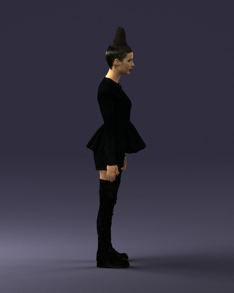 Glamorous brunette in a dress and boots 0223 3D Print Ready 3D print model_12