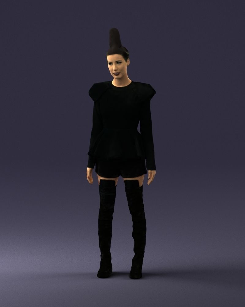 Glamorous brunette in a dress and boots 0223 3D Print Ready 3D print model_33