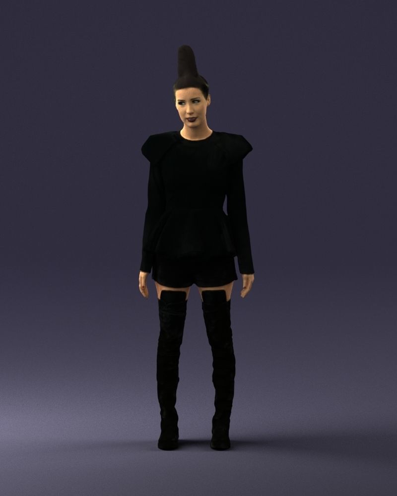 Glamorous brunette in a dress and boots 0223 3D Print Ready 3D print model_36