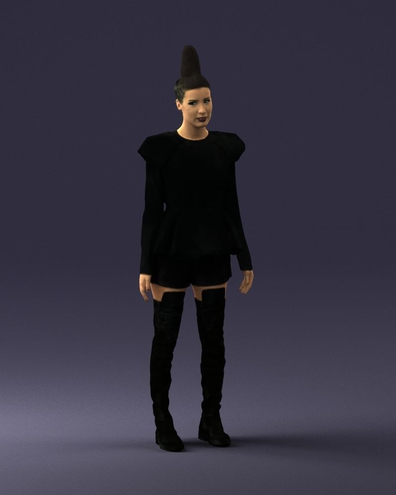 Glamorous brunette in a dress and boots 0223 3D Print Ready 3D print model_6