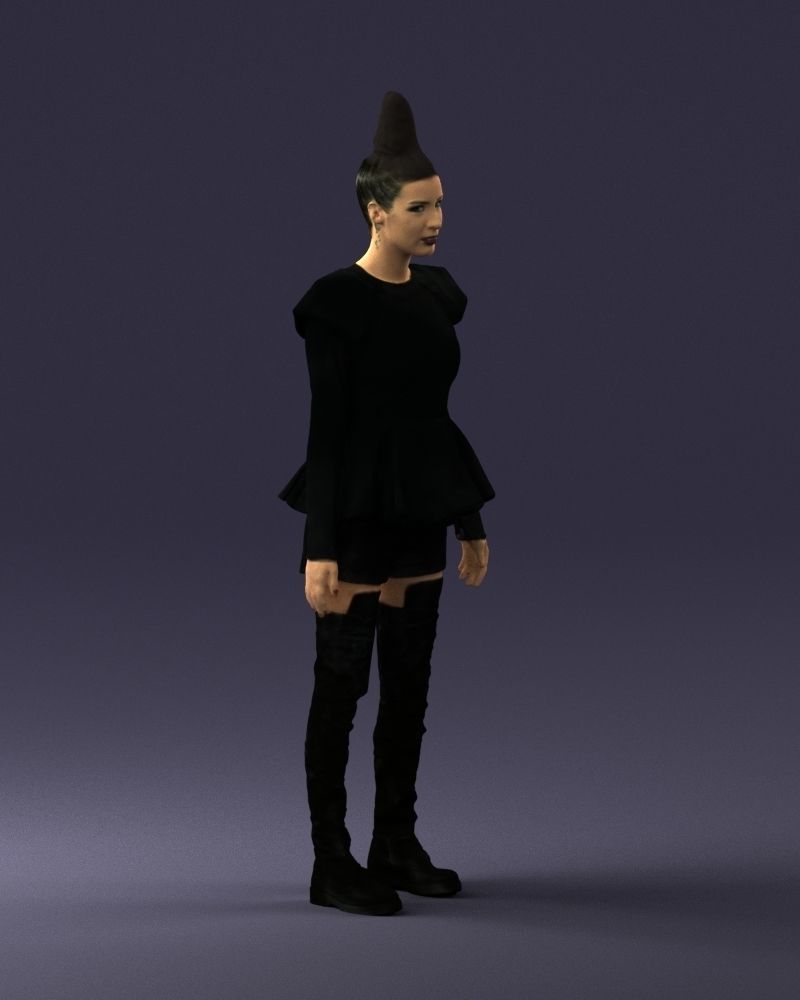 Glamorous brunette in a dress and boots 0223 3D Print Ready 3D print model_9