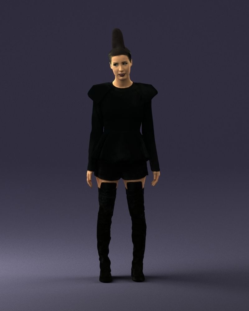 Glamorous brunette in a dress and boots 0223 3D Print Ready 3D print model_3