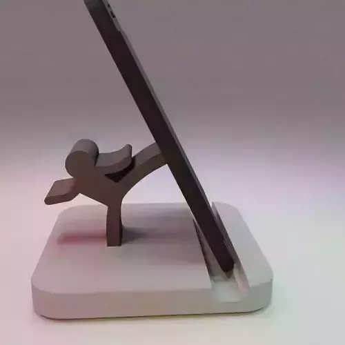 Boy Kicking Phone Stand