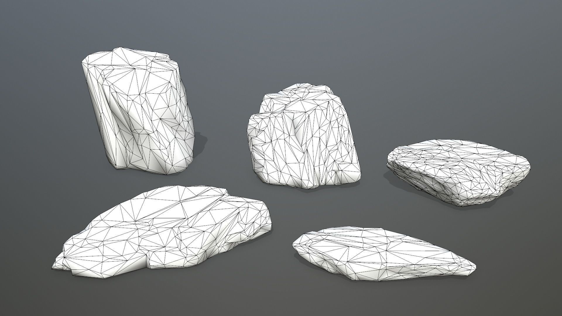 Rock Set with snow Low-poly 3D model_17