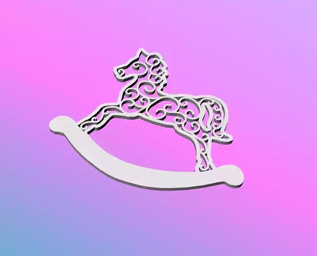 Swirly Rocking Horse - Cavallo a dondolo con ghirigori 3D print model