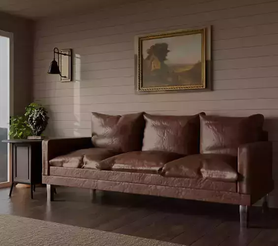 Midcentury Leather Sofa Modular