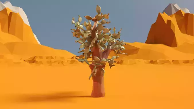 Opuntia tree stylized Low-poly 3D model