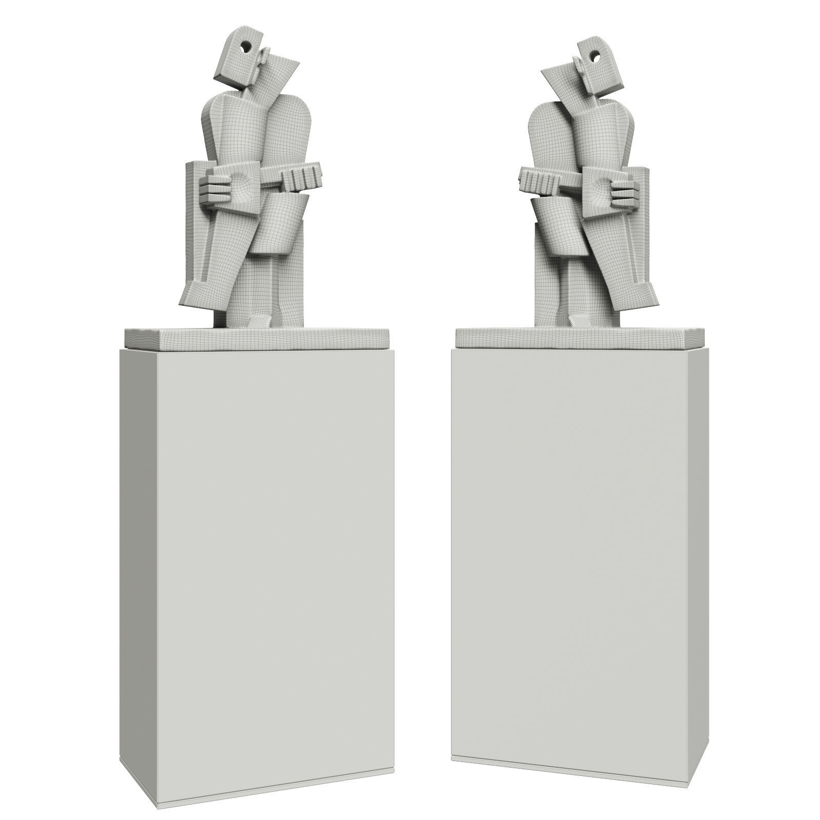 Abstract cubist sculpture 3D model_4