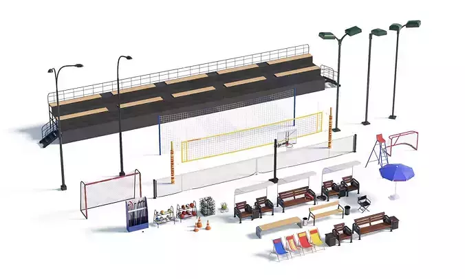 Sports furniture and gates Hq 3D model