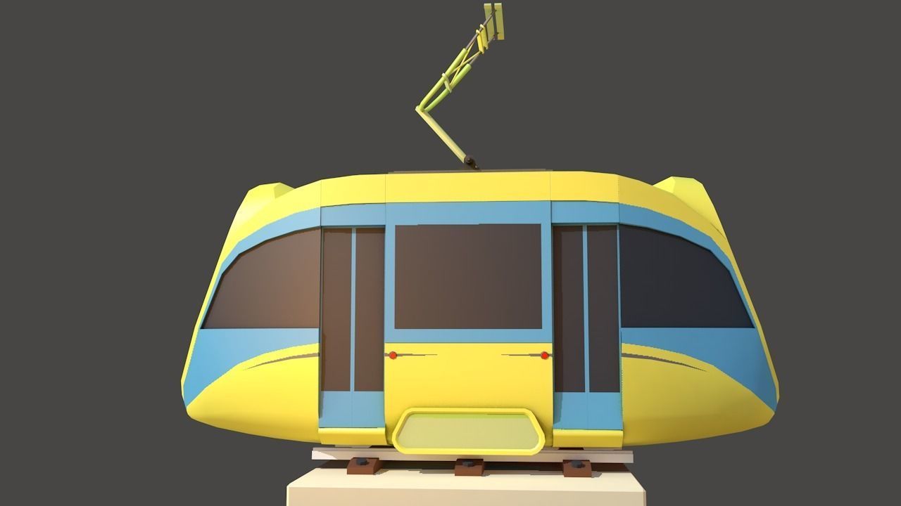 Modern Tram Low-poly 3D model_1