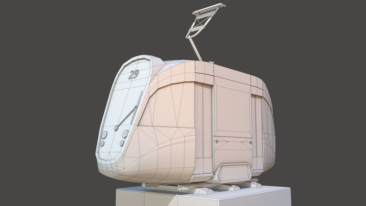 Modern Tram Low-poly 3D model_5
