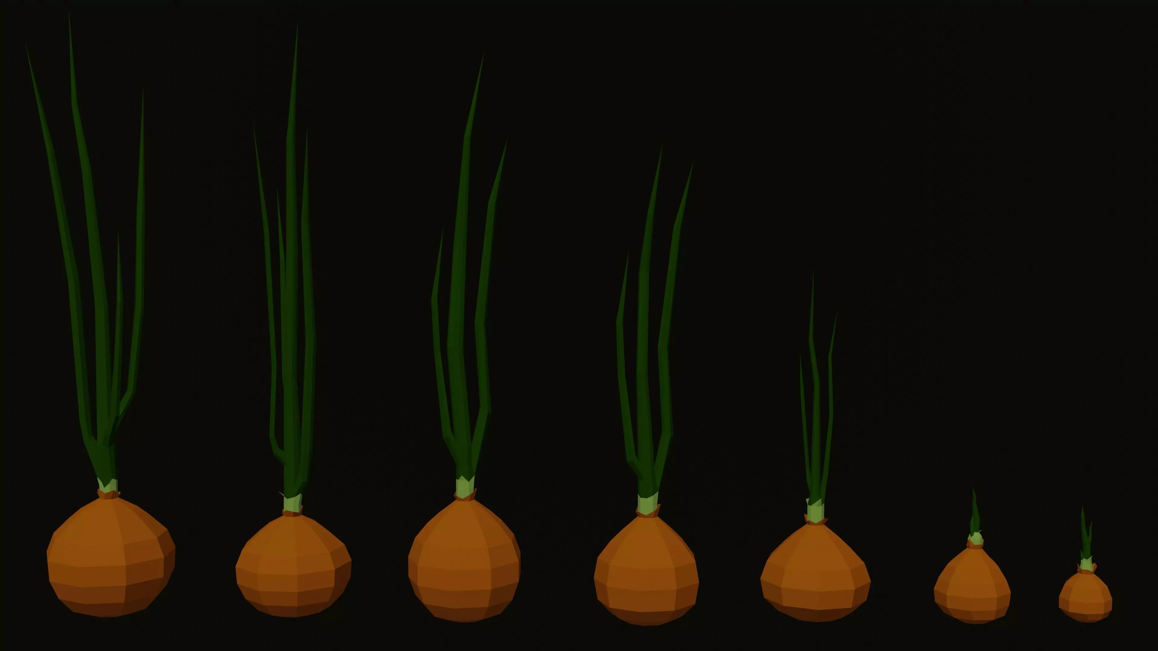 Seven low poly Onions Vegetables Low-poly 3D model_0