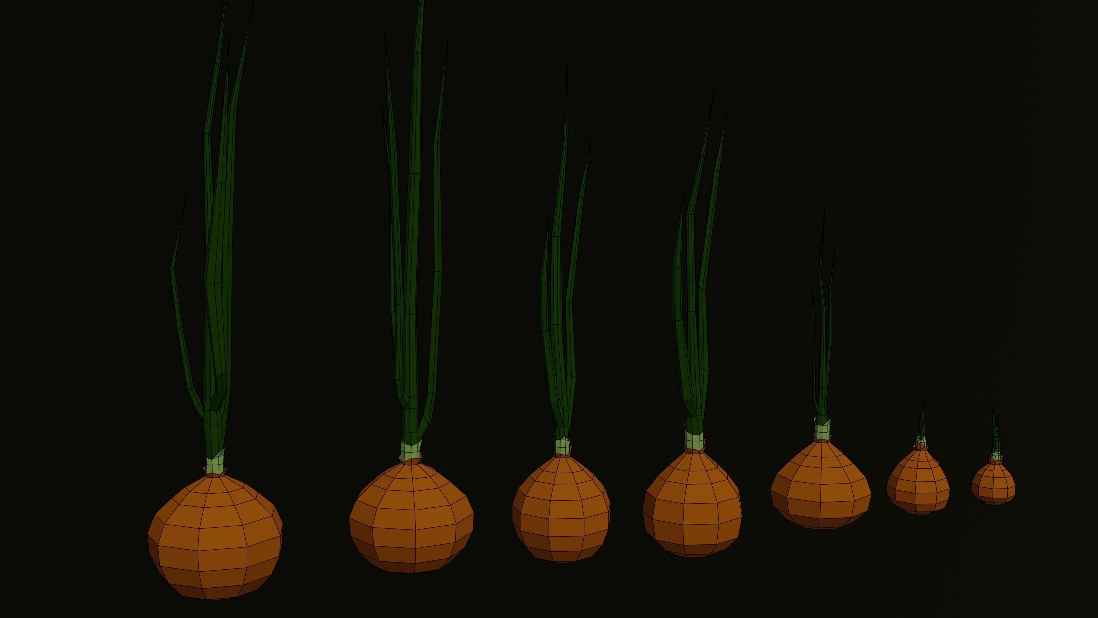Seven low poly Onions Vegetables Low-poly 3D model_5