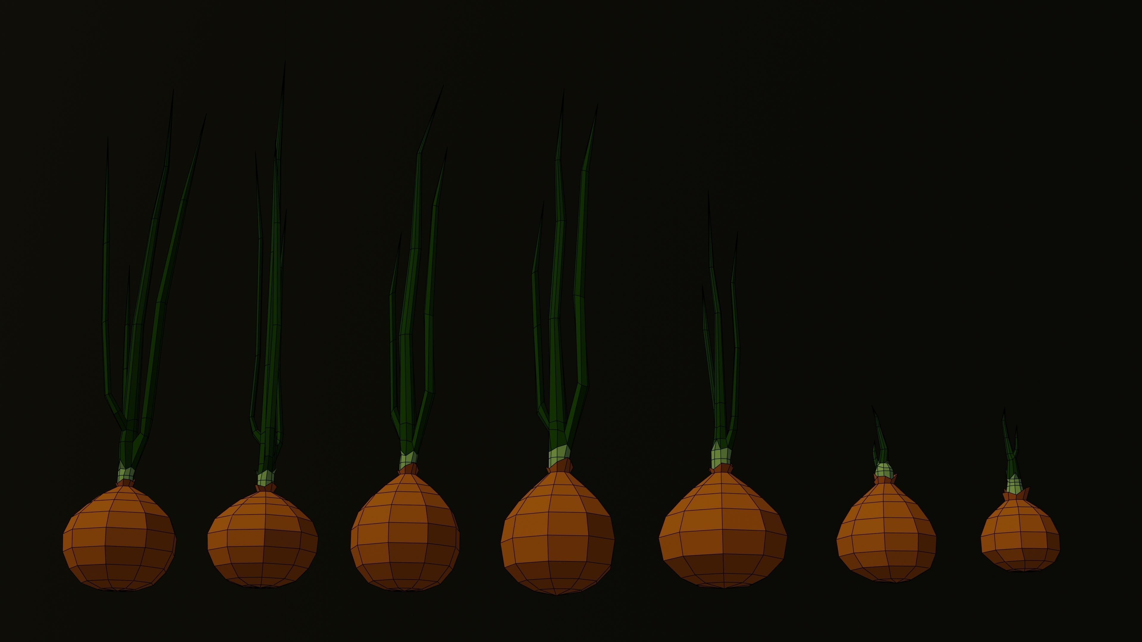 Seven low poly Onions Vegetables Low-poly 3D model_3