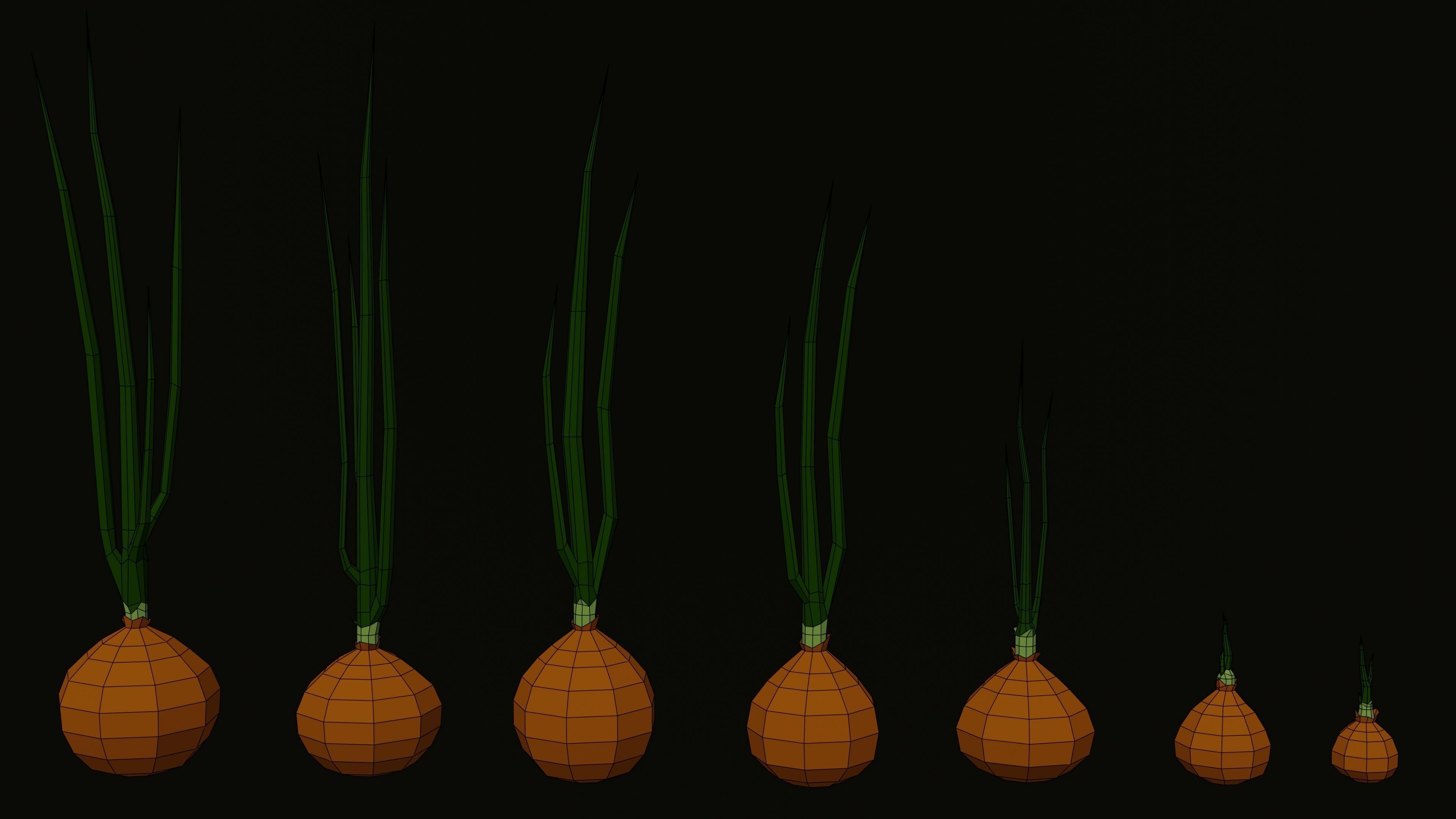 Seven low poly Onions Vegetables Low-poly 3D model_1
