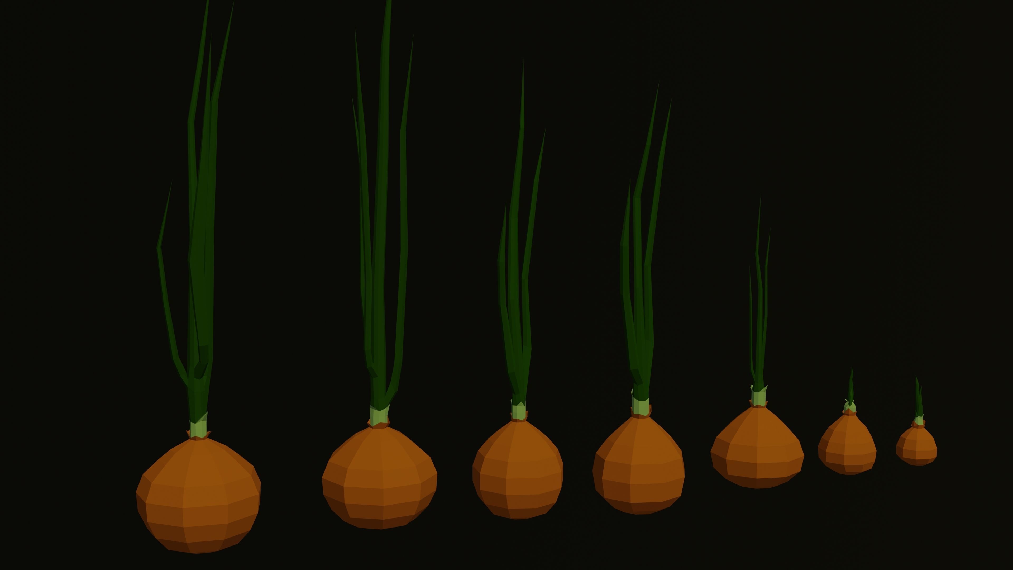 Seven low poly Onions Vegetables Low-poly 3D model_4