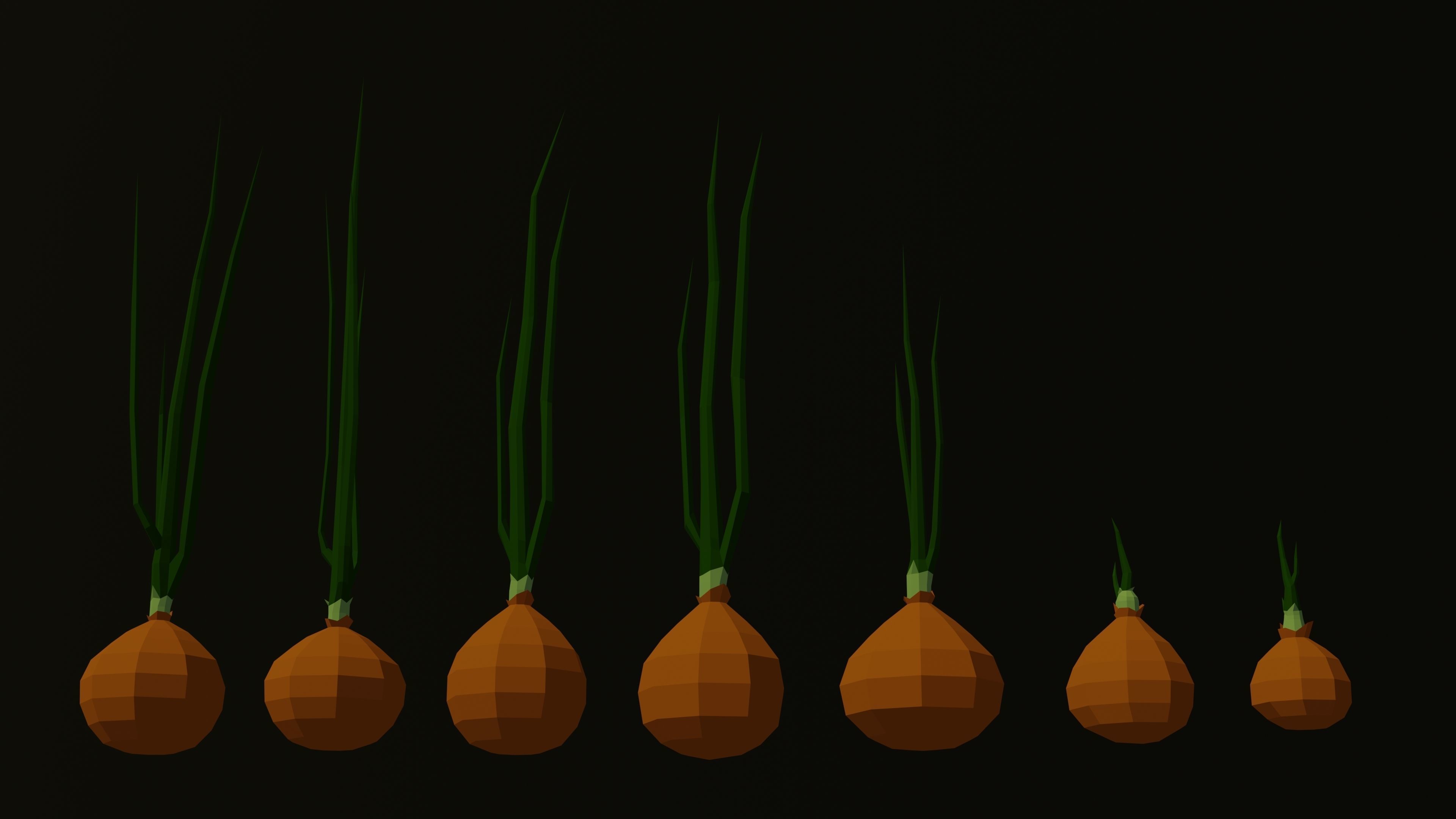 Seven low poly Onions Vegetables Low-poly 3D model_2