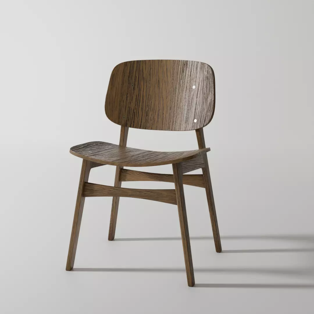 Dark Wooden Chair Free 3D model