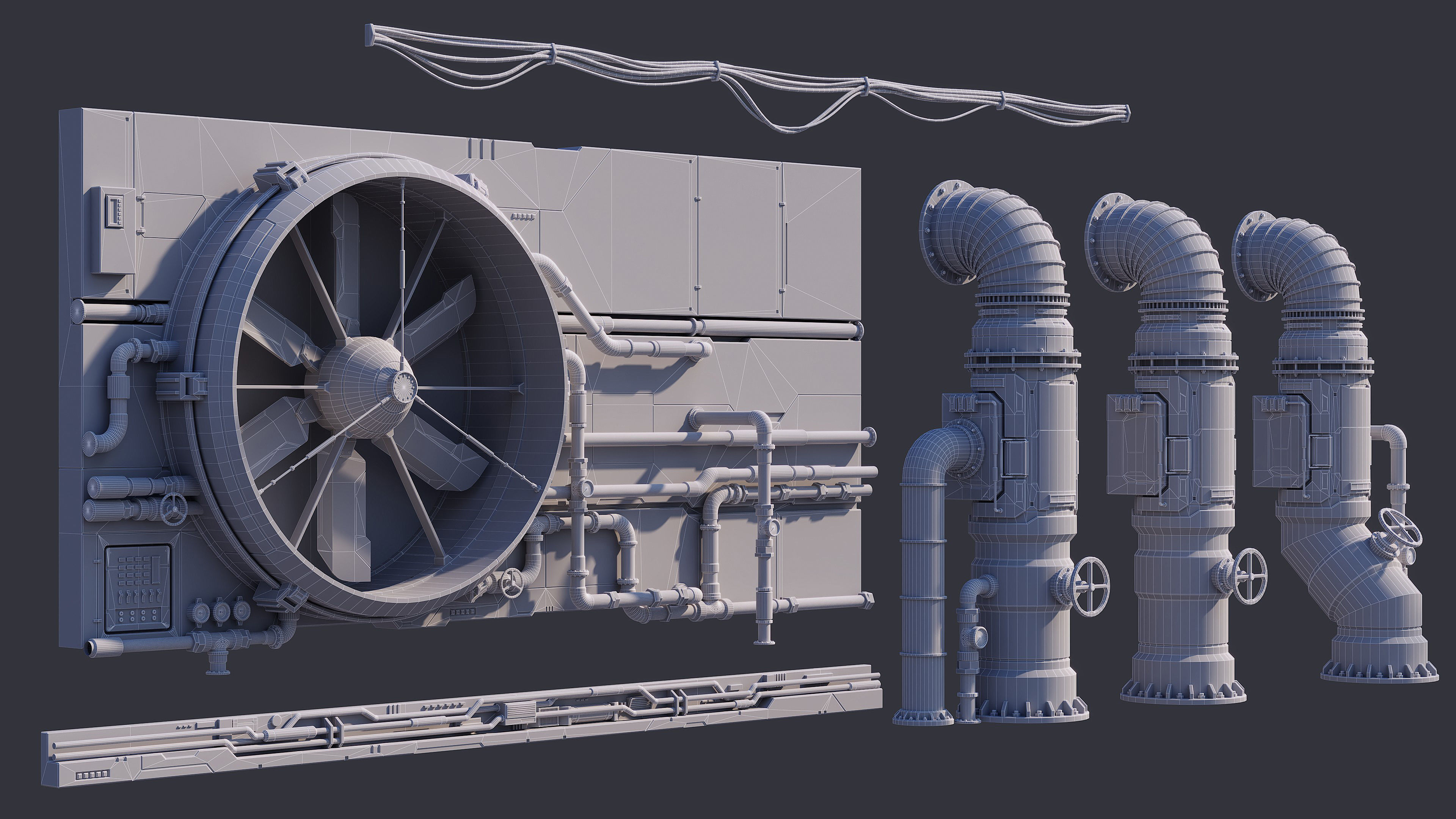 Sci-Fi Architecture Panels Kit Vol 03 Walls-PBR Low-poly 3D model_26