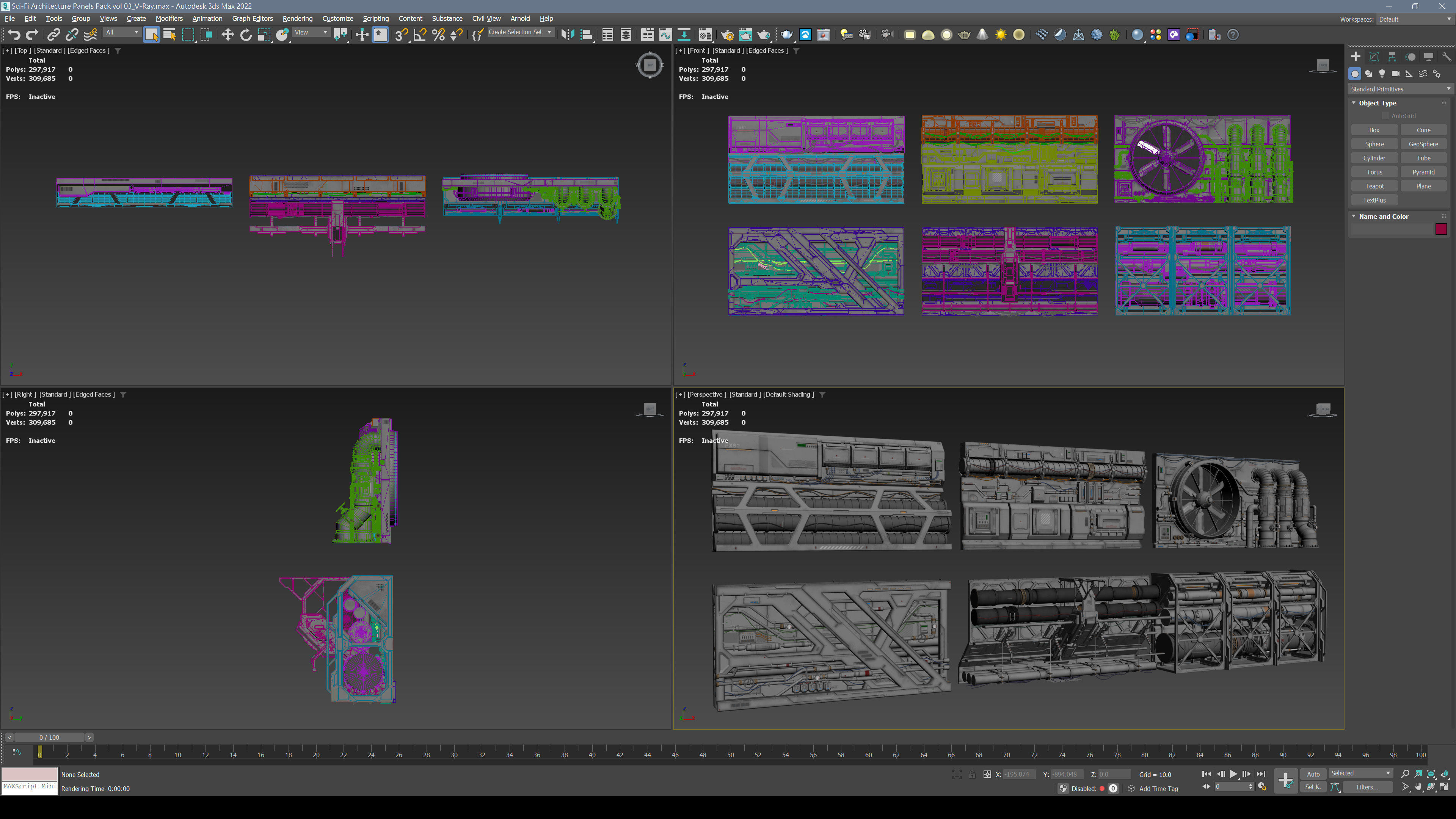 Sci-Fi Architecture Panels Kit Vol 03 Walls-PBR Low-poly 3D model_3