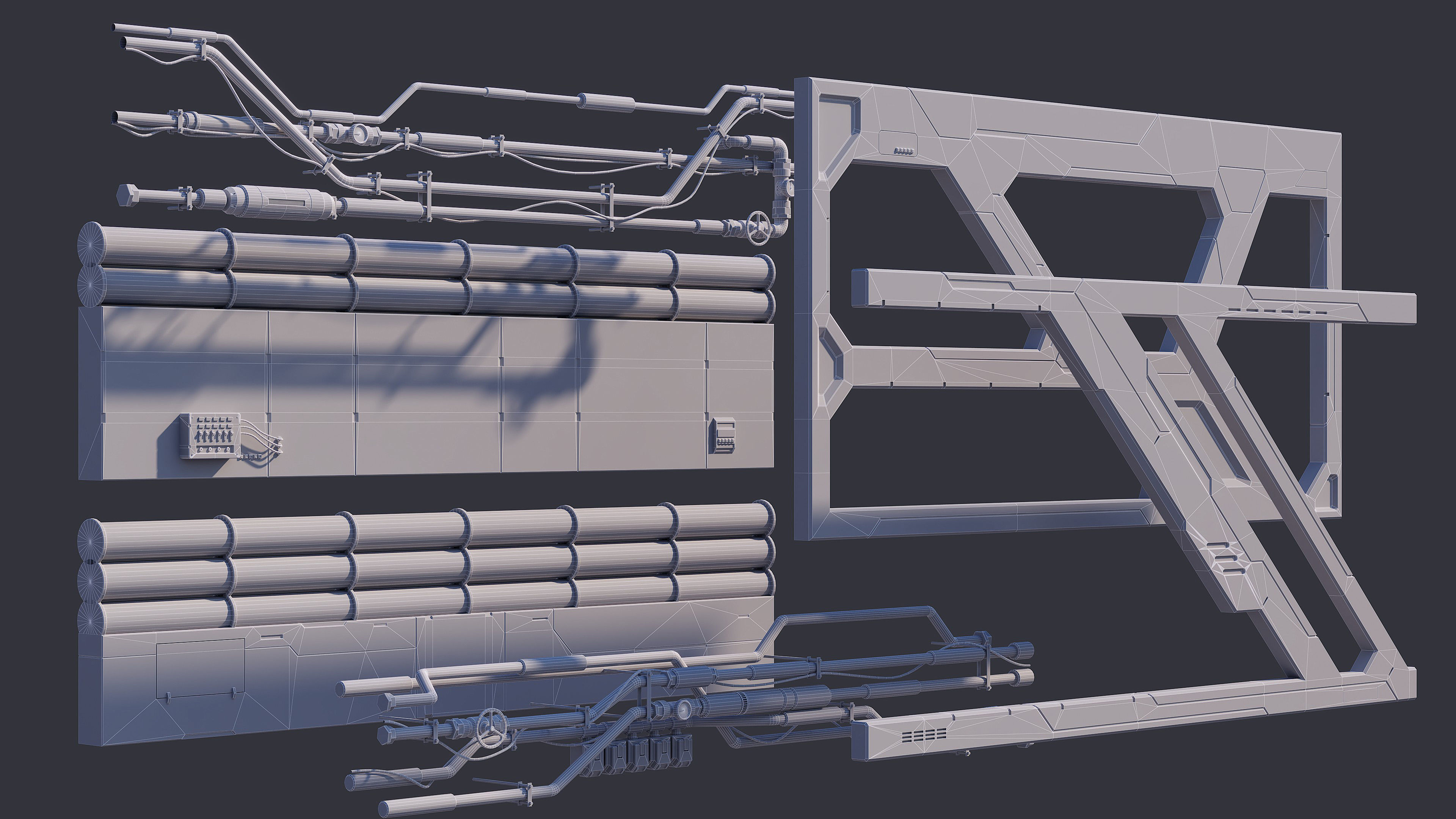 Sci-Fi Architecture Panels Kit Vol 03 Walls-PBR Low-poly 3D model_29