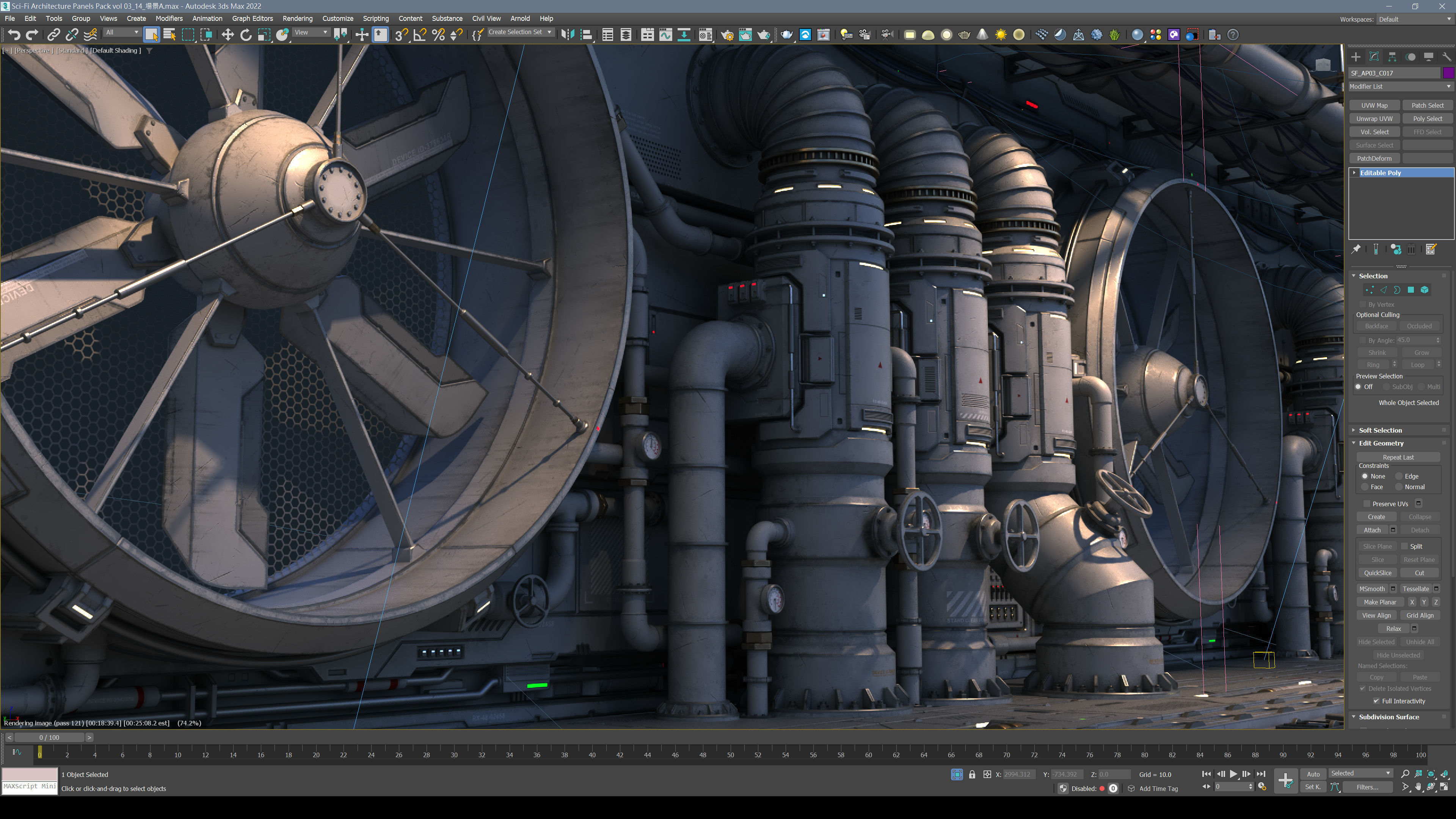 Sci-Fi Architecture Panels Kit Vol 03 Walls-PBR Low-poly 3D model_22