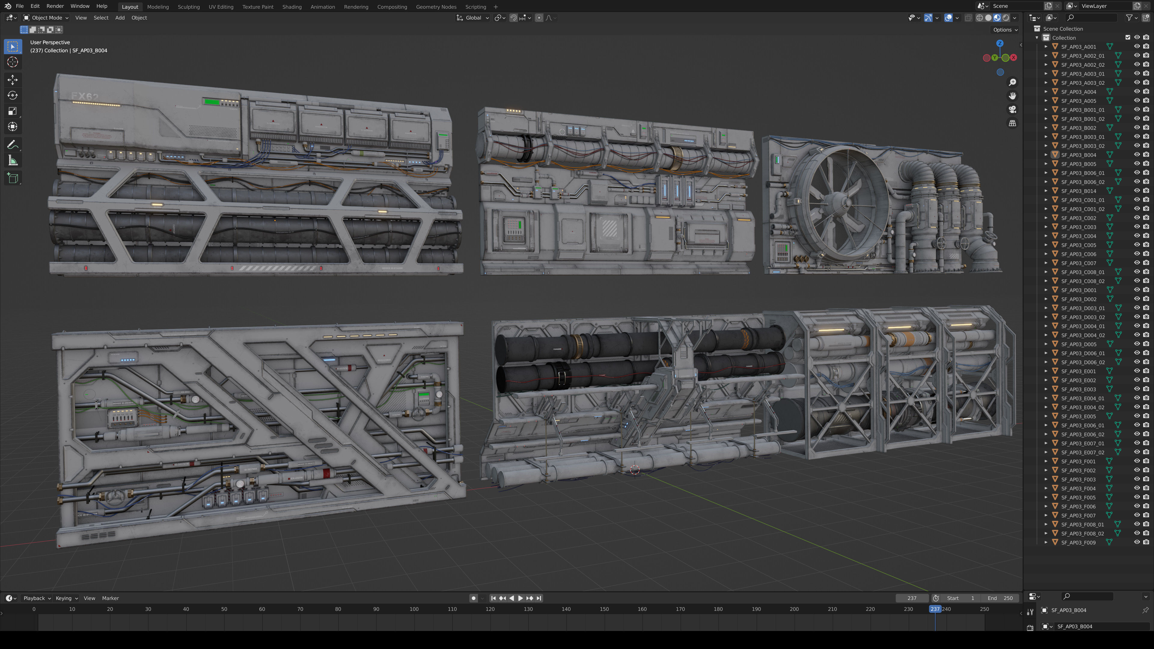 Sci-Fi Architecture Panels Kit Vol 03 Walls-PBR Low-poly 3D model_6
