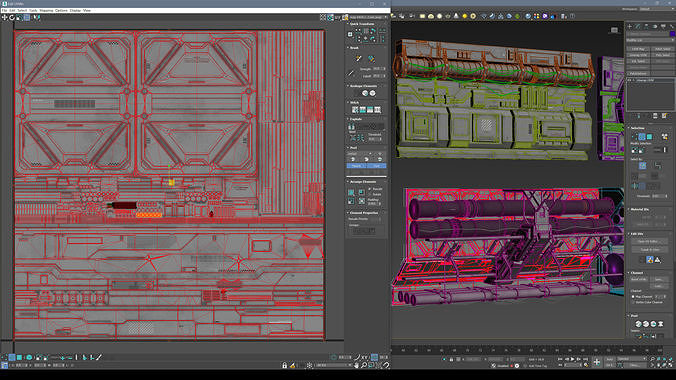 Sci-Fi Architecture Panels Kit Vol 03 Walls-PBR Low-poly 3D model 5