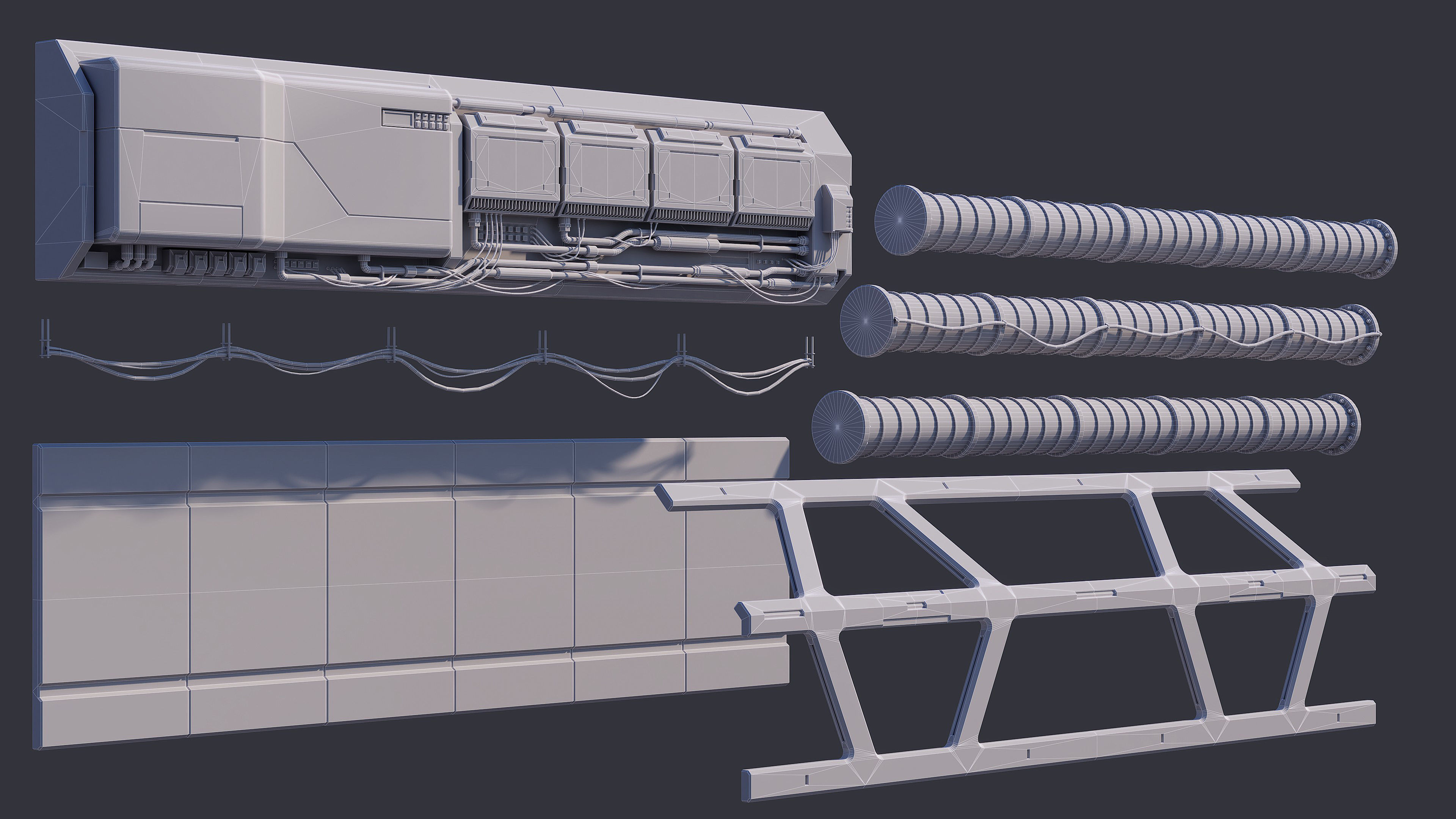 Sci-Fi Architecture Panels Kit Vol 03 Walls-PBR Low-poly 3D model_19