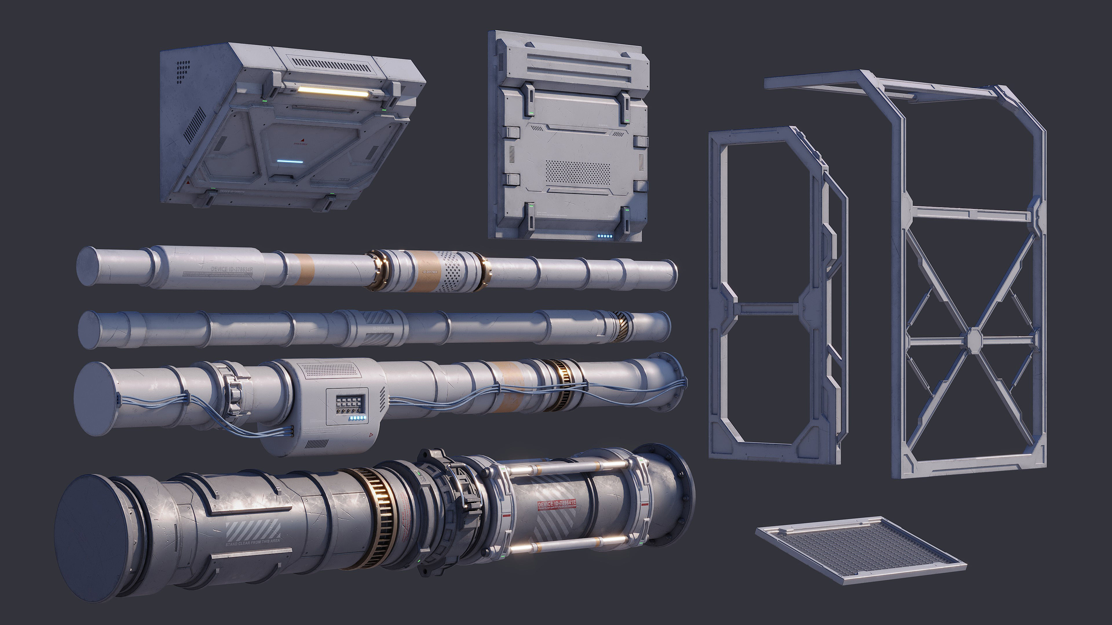 Sci-Fi Architecture Panels Kit Vol 03 Walls-PBR Low-poly 3D model_34