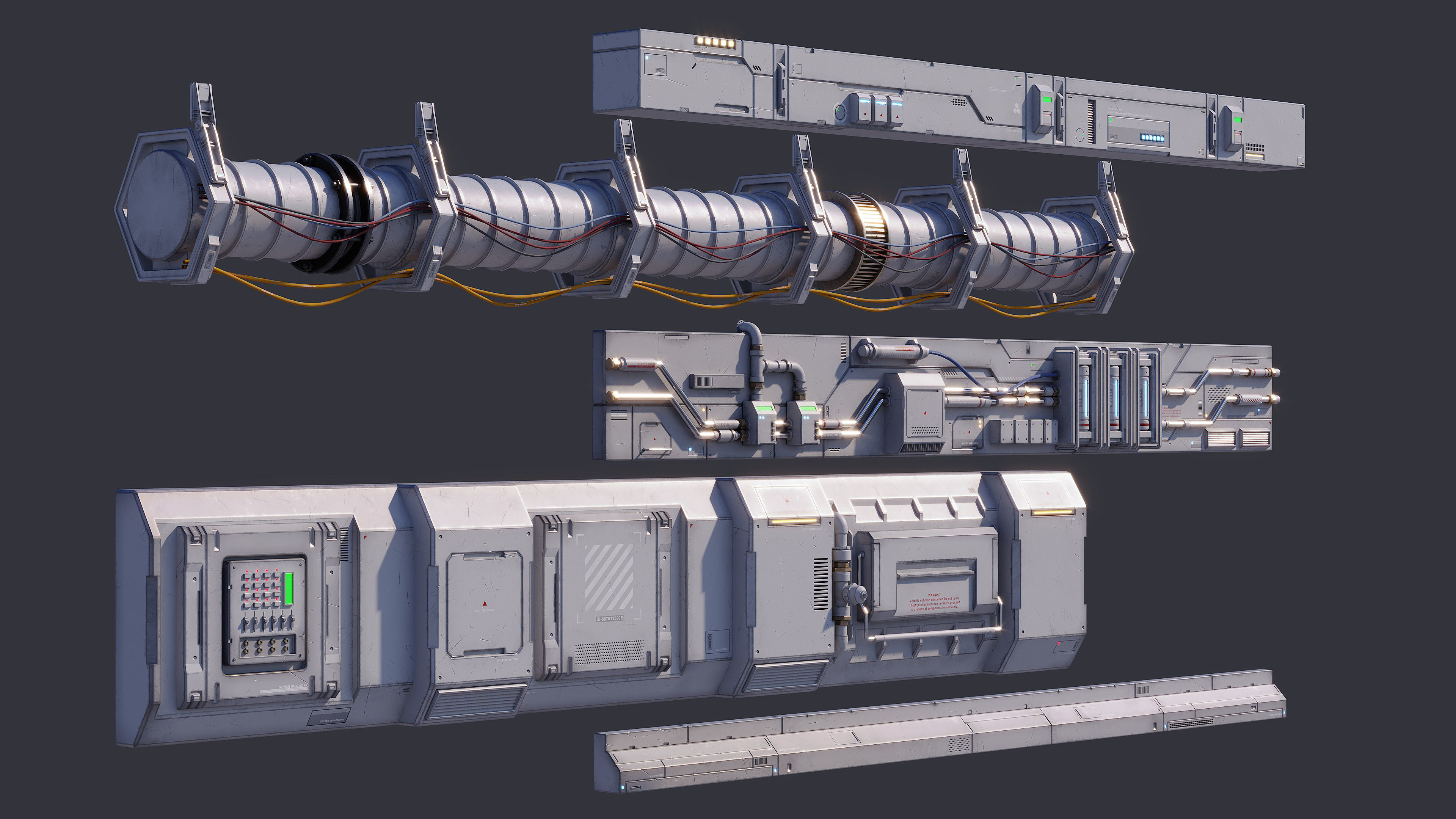 Sci-Fi Architecture Panels Kit Vol 03 Walls-PBR Low-poly 3D model_15