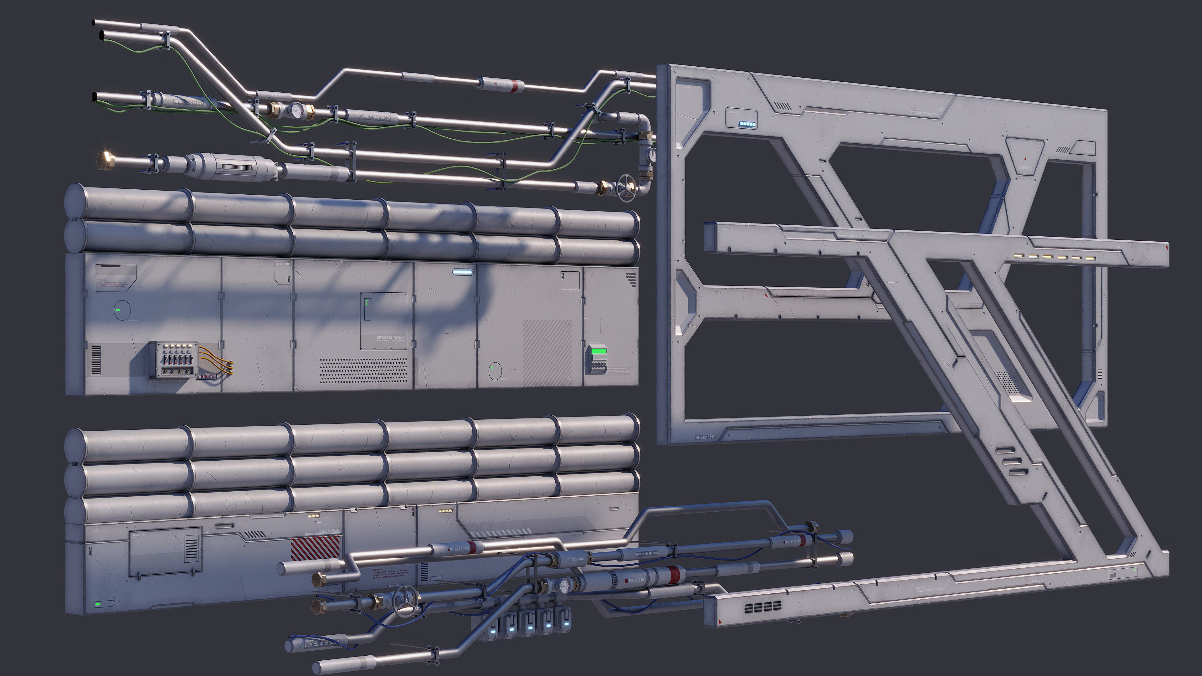 Sci-Fi Architecture Panels Kit Vol 03 Walls-PBR Low-poly 3D model_28