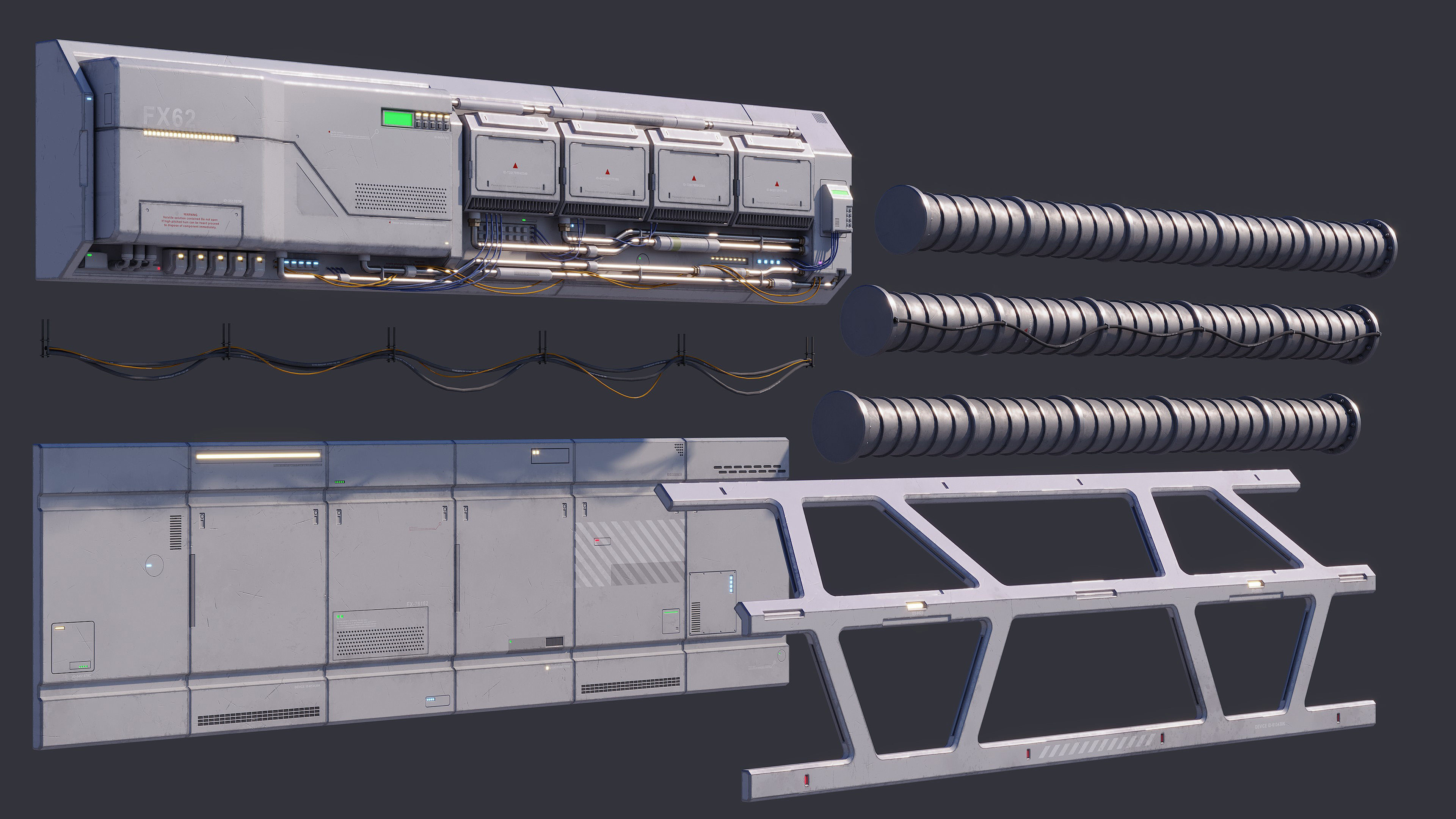 Sci-Fi Architecture Panels Kit Vol 03 Walls-PBR Low-poly 3D model_18