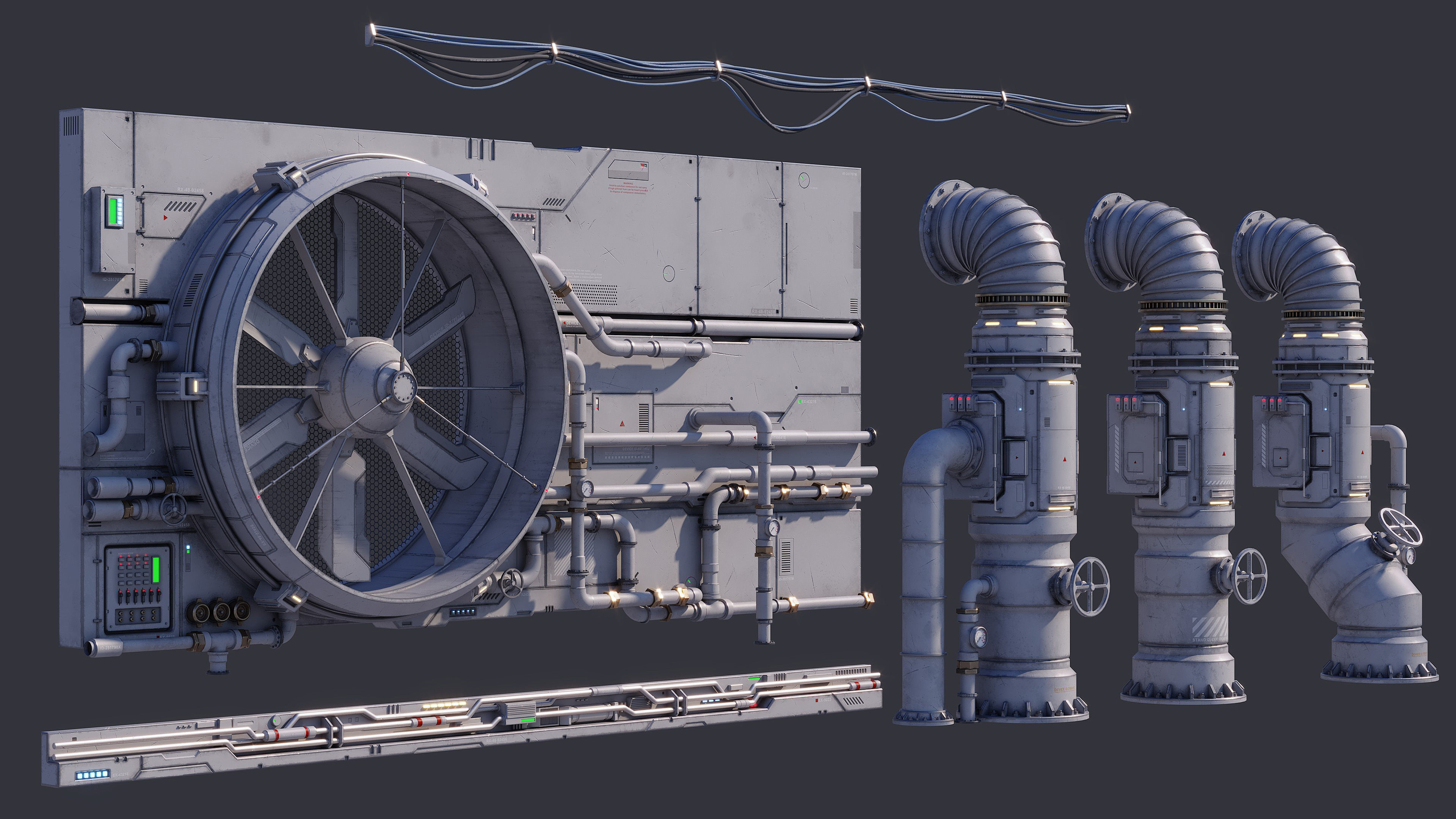 Sci-Fi Architecture Panels Kit Vol 03 Walls-PBR Low-poly 3D model_25