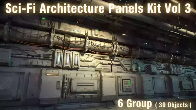 Sci-Fi Architecture Panels Kit Vol 03 Walls-PBR Low-poly 3D model