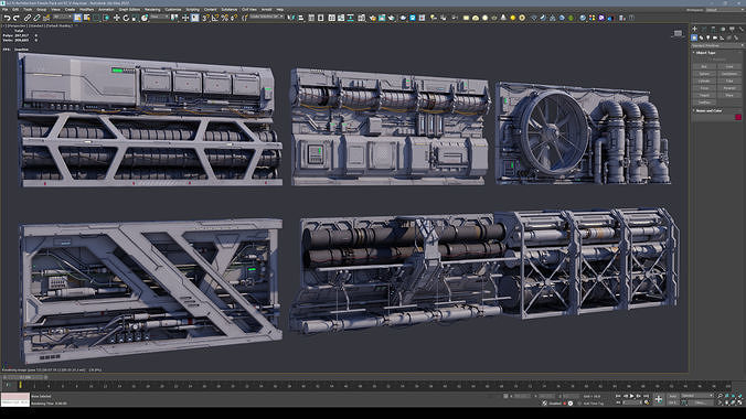 Sci-Fi Architecture Panels Kit Vol 03 Walls-PBR Low-poly 3D model 3