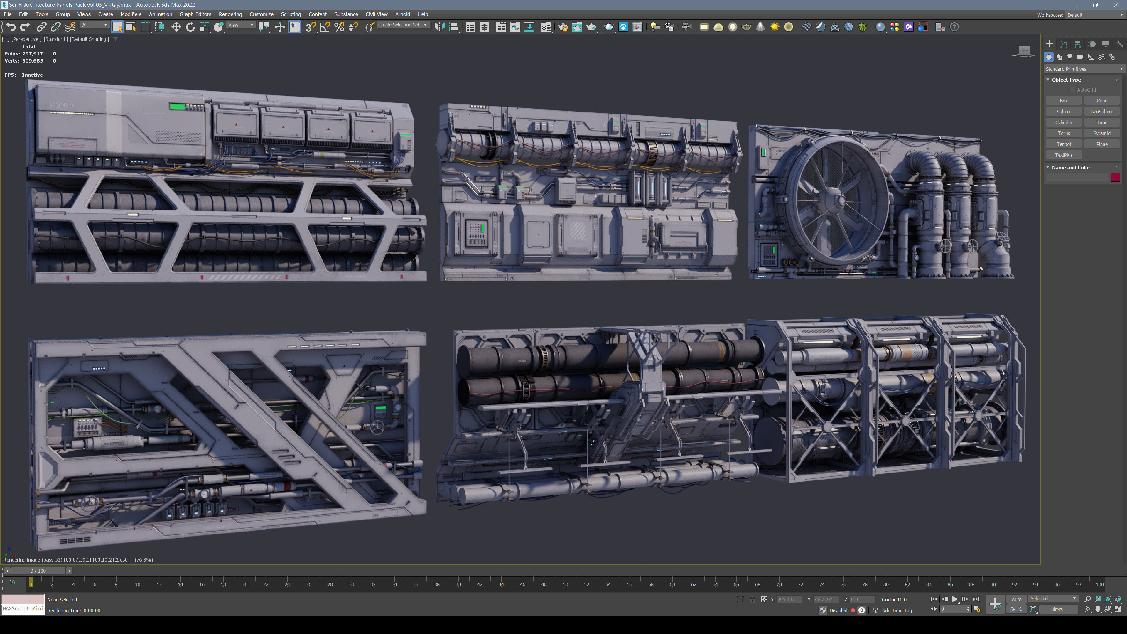 Sci-Fi Architecture Panels Kit Vol 03 Walls-PBR Low-poly 3D model_2