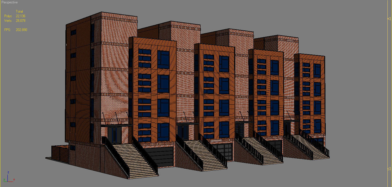 Modern Townhouse Building 1 3D model_8