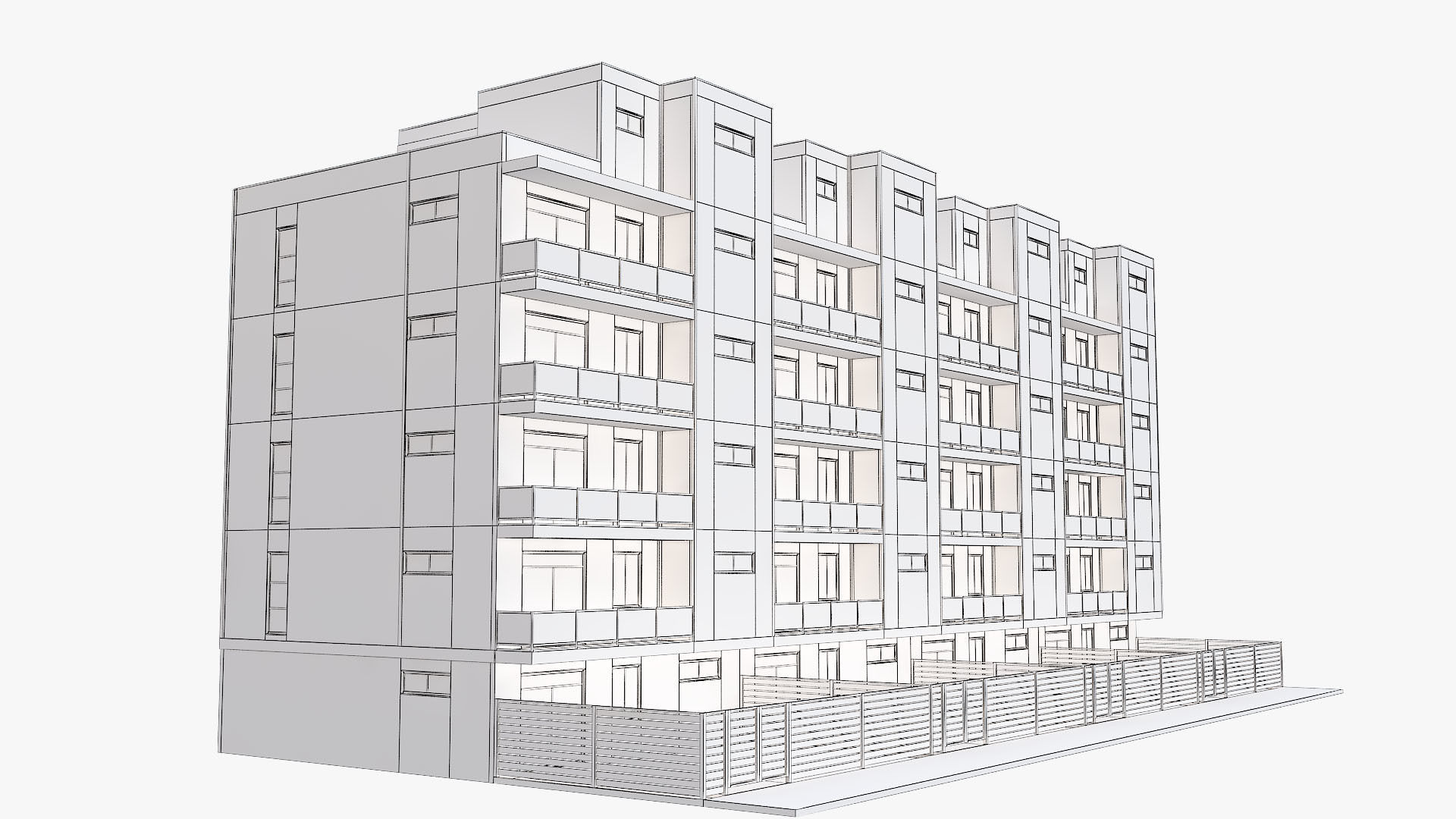 Modern Townhouse Building 1 3D model_3