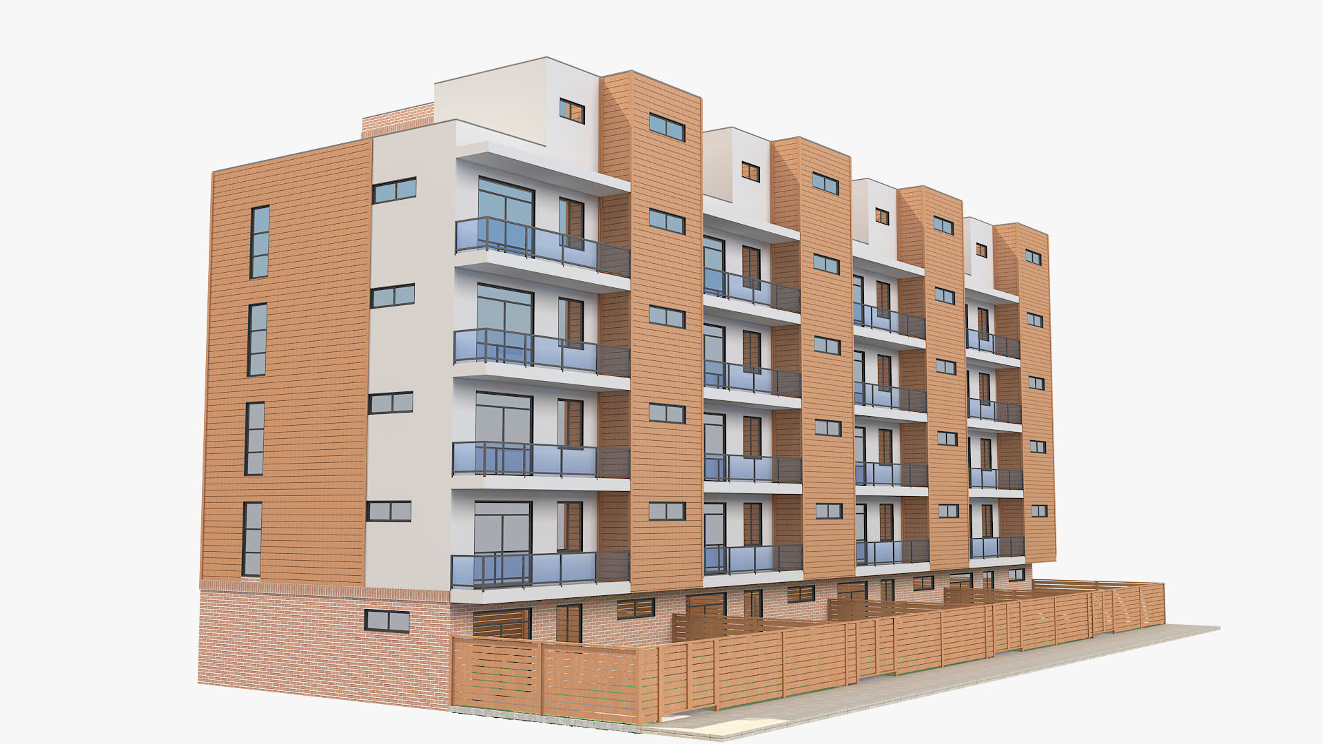 Modern Townhouse Building 1 3D model_12