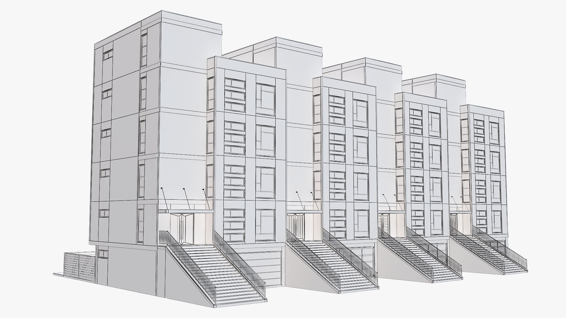 Modern Townhouse Building 1 3D model_16
