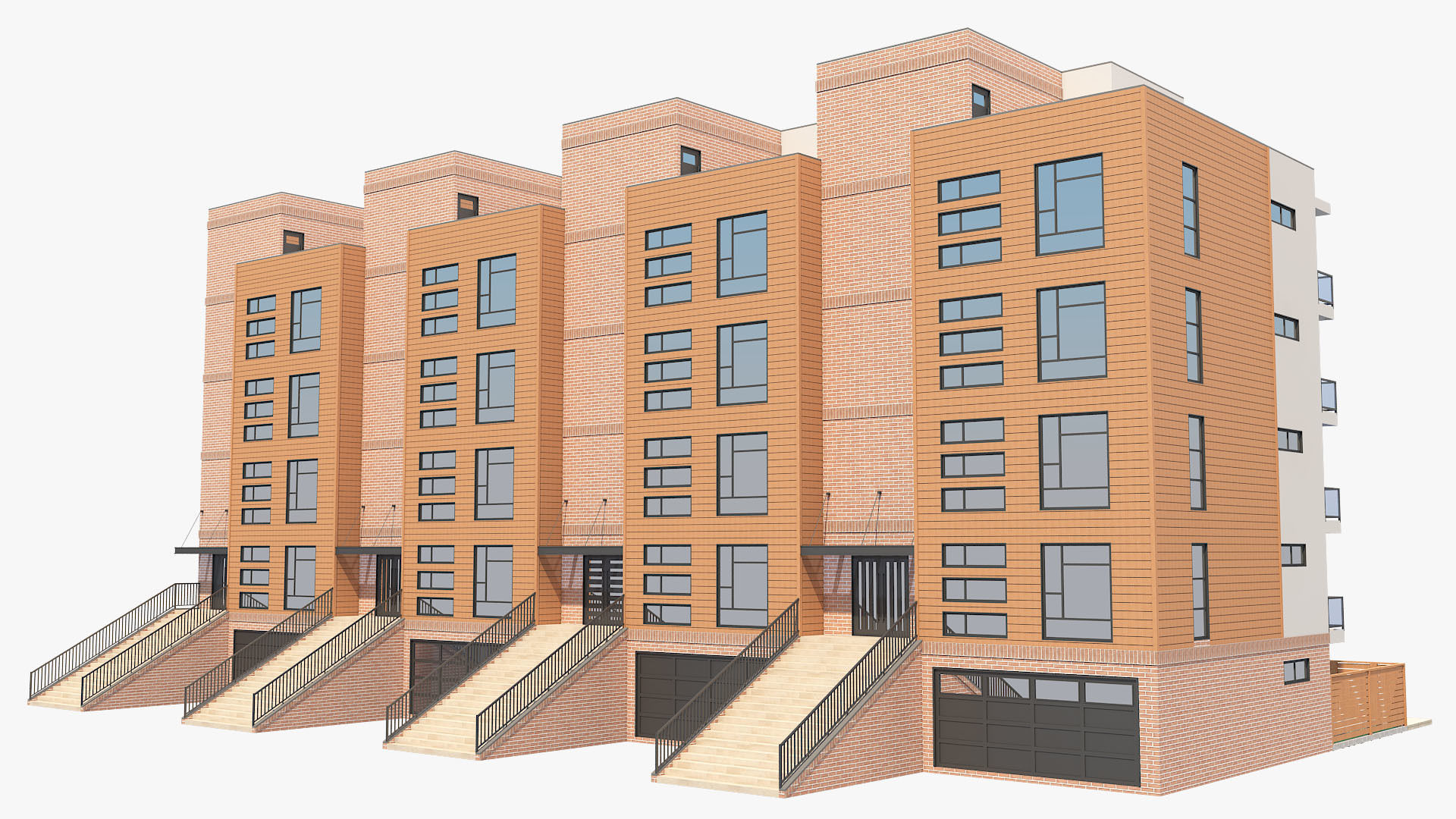 Modern Townhouse Building 1 3D model_2