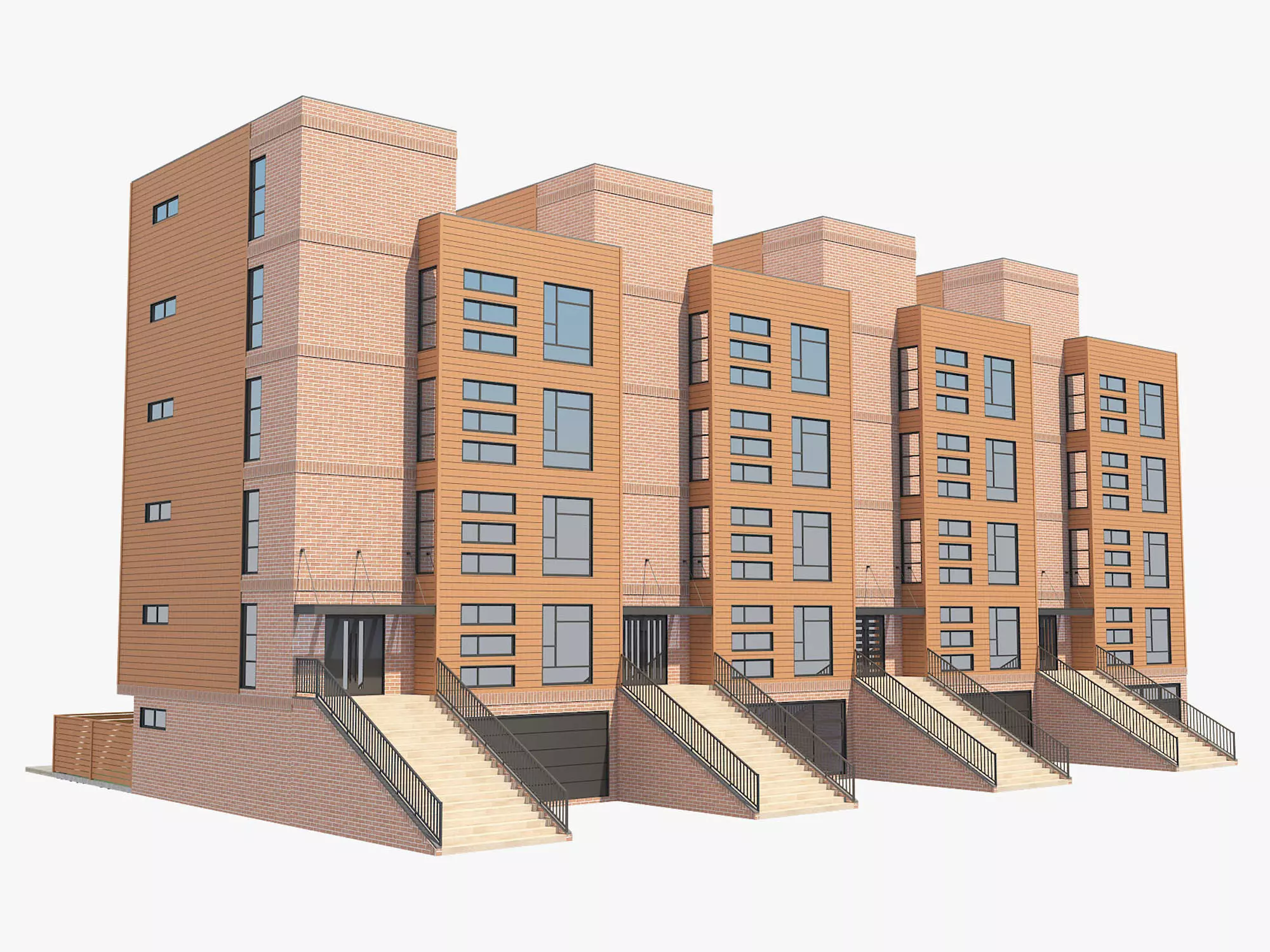 Modern Townhouse Building 1 3D model_0